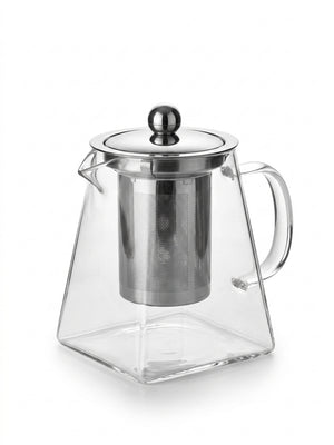 Tetera vidrio infusor acero inoxidable 950ml vista frontal fondo blanco