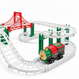 Tren eléctrico navidad 37 piezas pista espiral puente rojo locomotora verde vista frontal