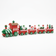 Tren navideño decorativo 32cm rojo verde figuras Santa muñeco nieve vista frontal