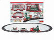 Tren navideño eléctrico 23 piezas verde rojo locomotora Santa Claus vista frontal