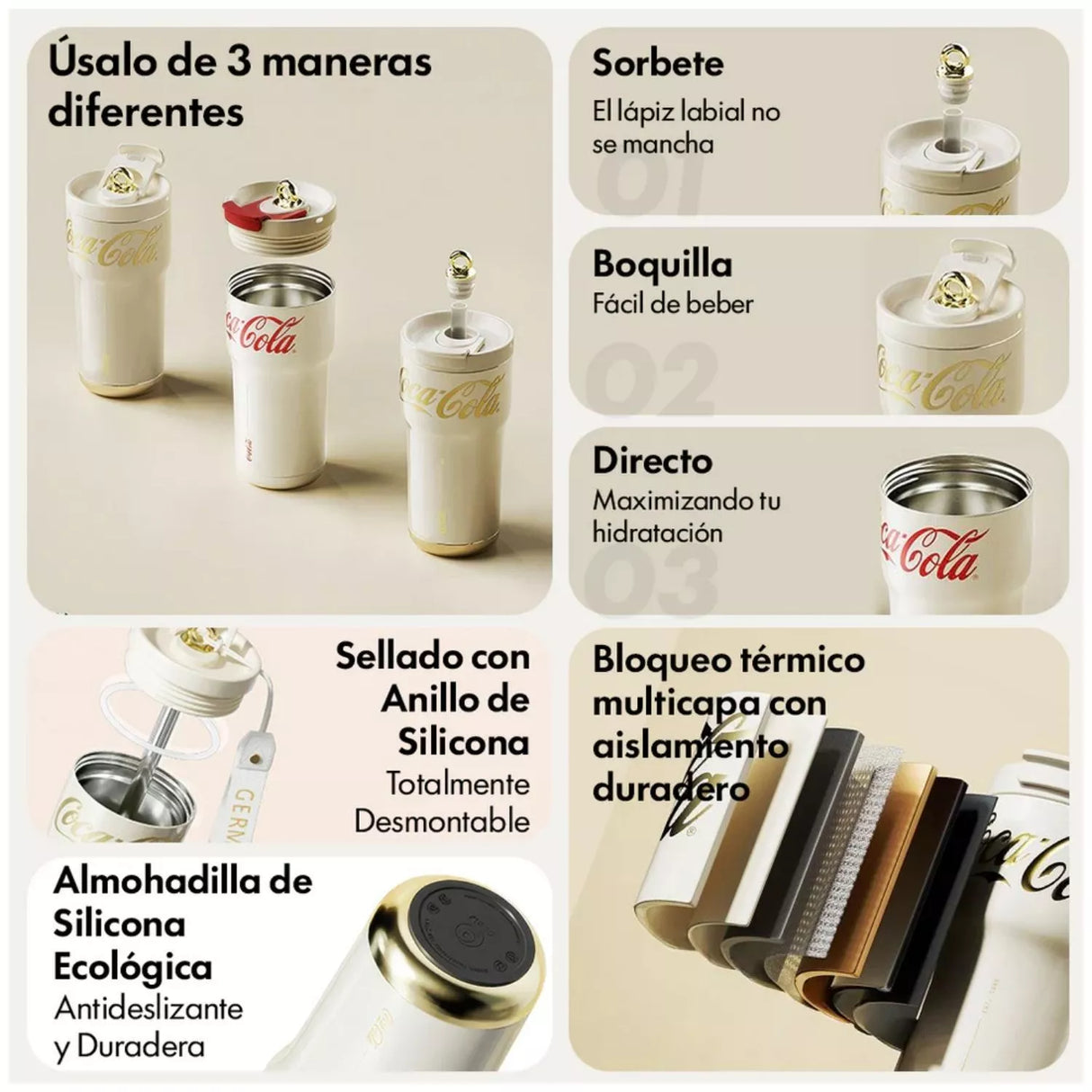 Mug térmico vintage Coca Cola cocina moderna chilena mármol luz natural