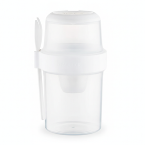Vaso ensalada portatil hermetico doble capa 1070ml vista frontal blanco
