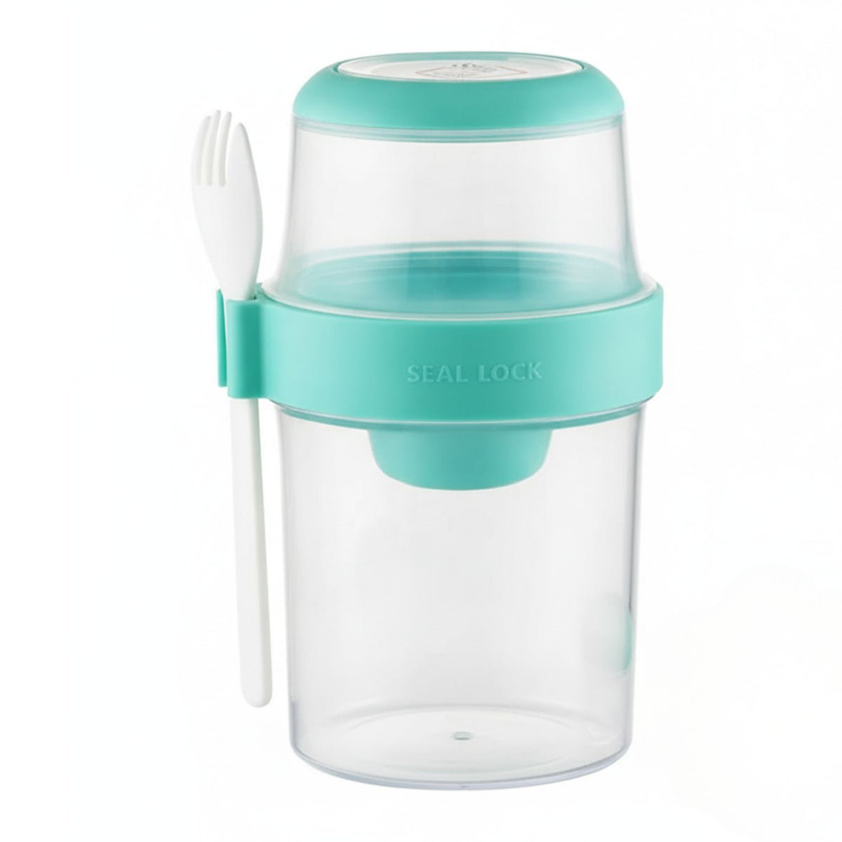 Vaso ensalada portatil hermetico doble capa 1070mL con tenedor vista frontal