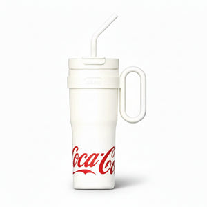 Vaso térmico Coca-Cola Germ Mega Tumbler 1100ml blanco con bombilla vista frontal