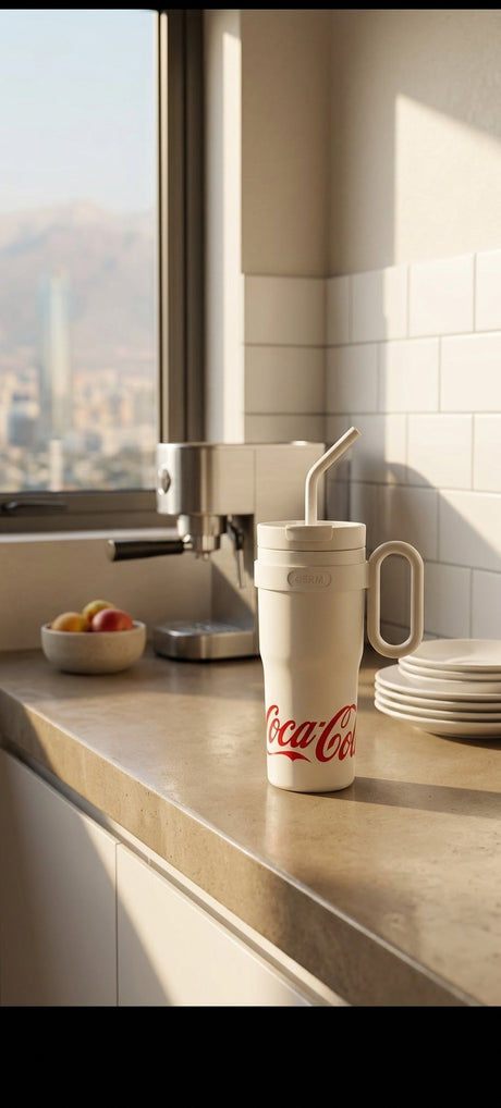 Botella térmica Coca-Cola Germ 1100ml en asado chileno quincho mesa madera