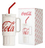 Vaso tumbler Coca-Cola GERM 1200ml acero inoxidable blanco con asa vista frontal