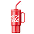 Vaso tumbler Coca-Cola GERM 1200ml acero inoxidable rojo con asa vista frontal