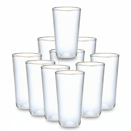 Pack 10 vasos acrílico transparente 300mL coctel piscola vista frontal