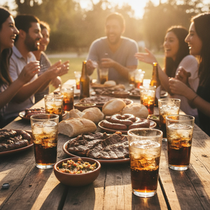 Vasos acrílico piscola en quincho asado chileno reunión verano