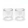 Set 2 vasos espresso doble pared vidrio Glasso 90ml vista frontal fondo blanco