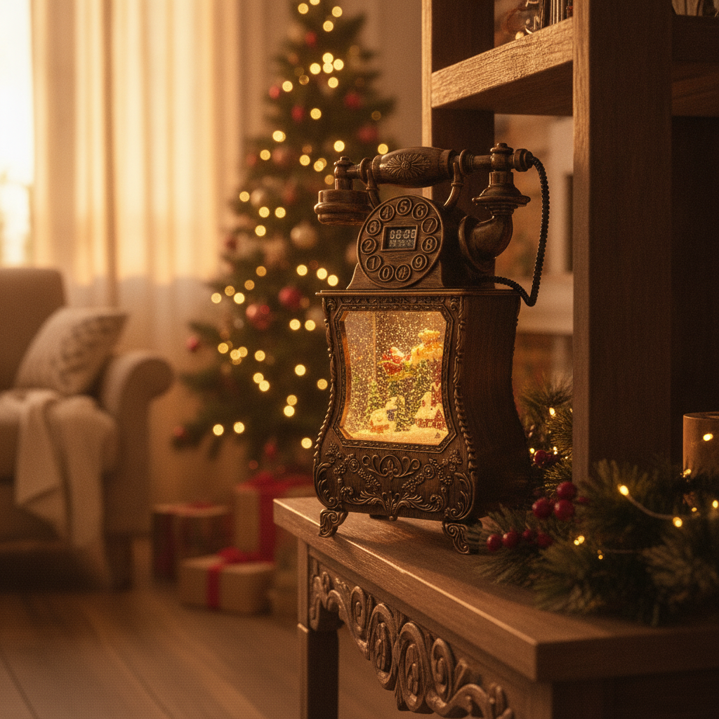 Adorno navidad telefono vintage lampara agua musical decoracion living hogar chileno